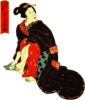 Woman In Kimono Cleaning Her Feet Clip Art